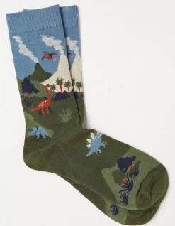 1 Pack Dinosaur Scene Socks