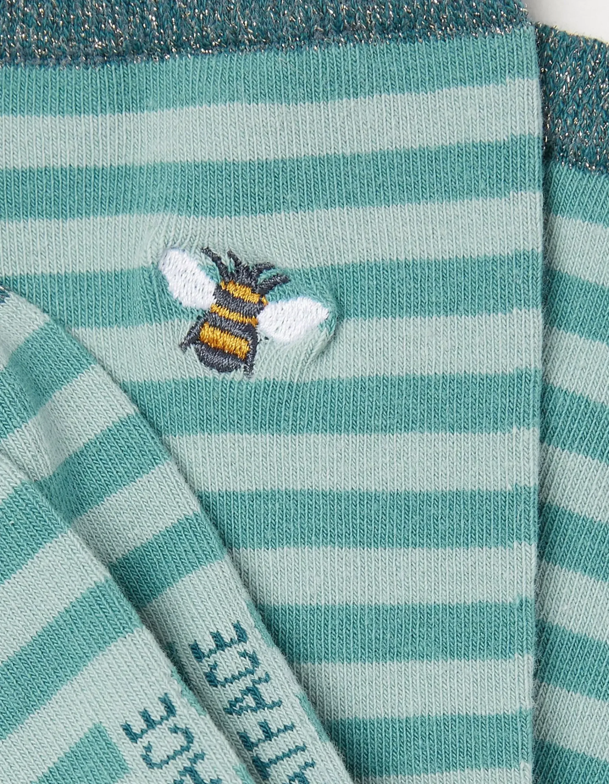 1 Pack Embroidered Bee Stripe Socks