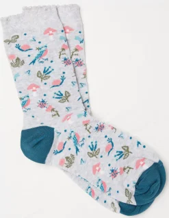 1 Pack Floral Bird Socks