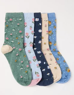5 Pack Floral Socks
