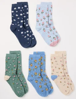 5 Pack Floral Socks