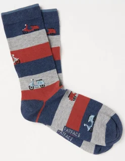1 Pack Moped Stripe Socks