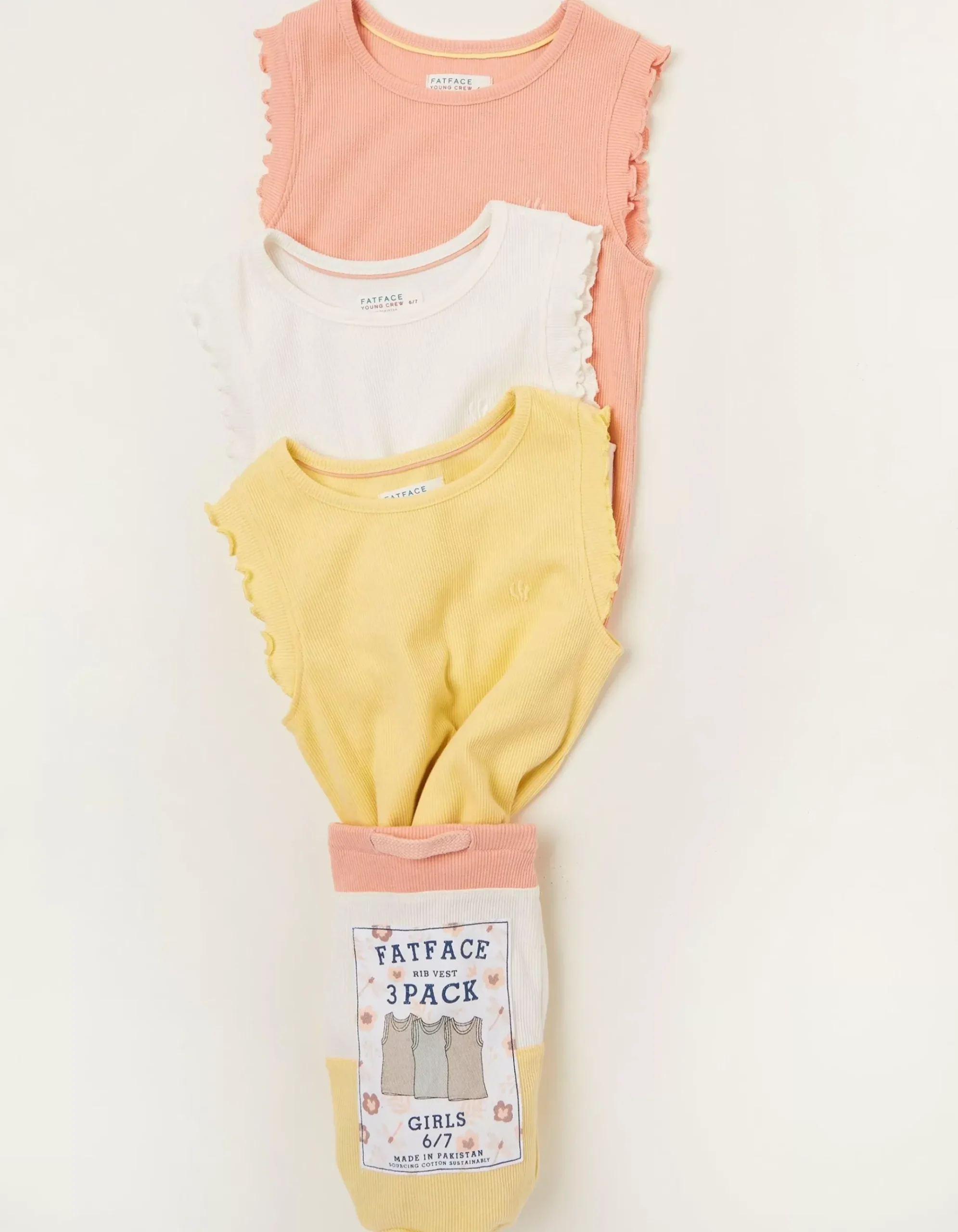 3 Pack Rib Jersey Vests