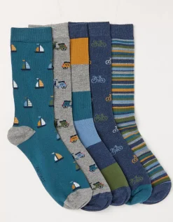 5 Pack Vehicle Stripe Socks