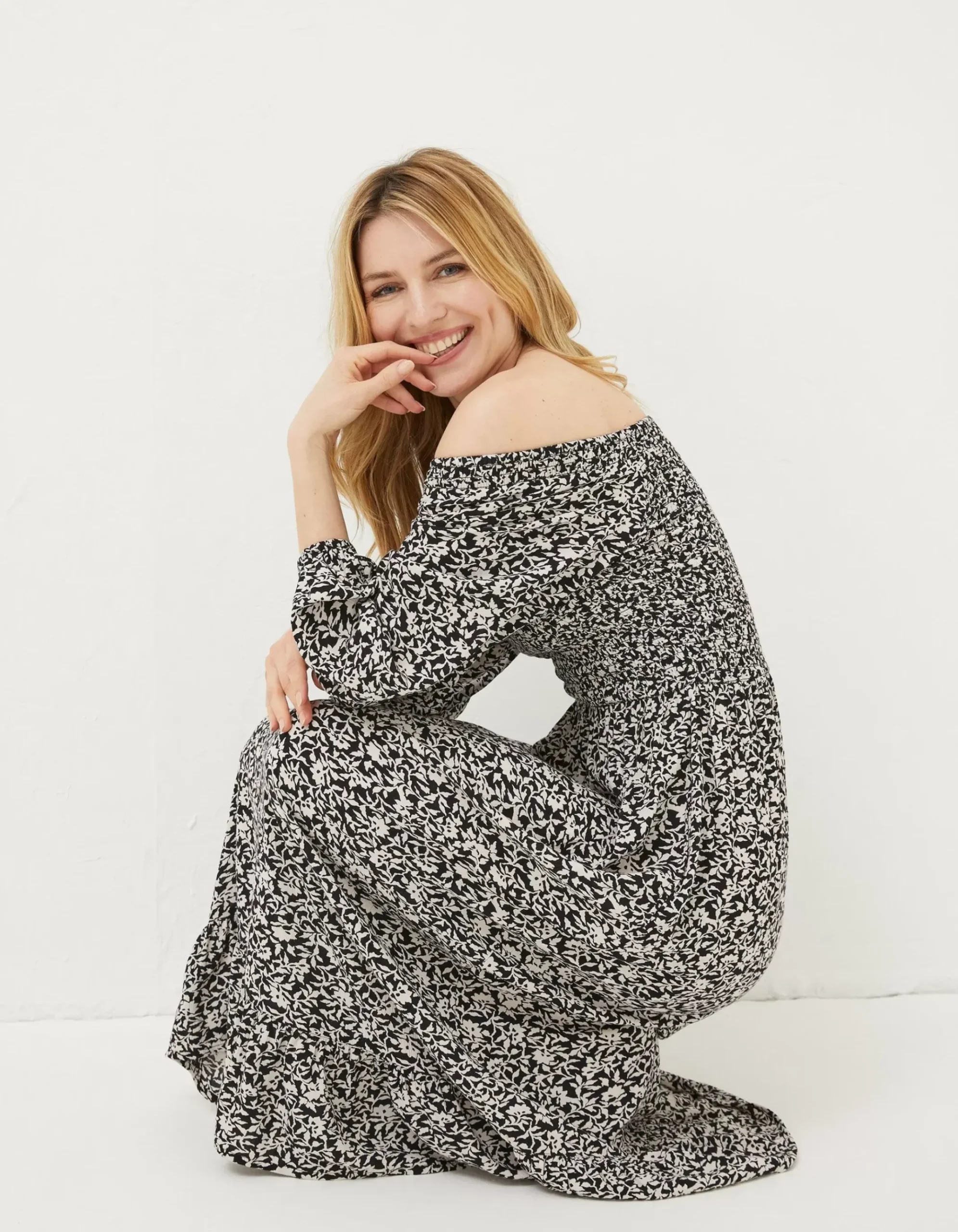 Adele Mono Vines Midi Dress