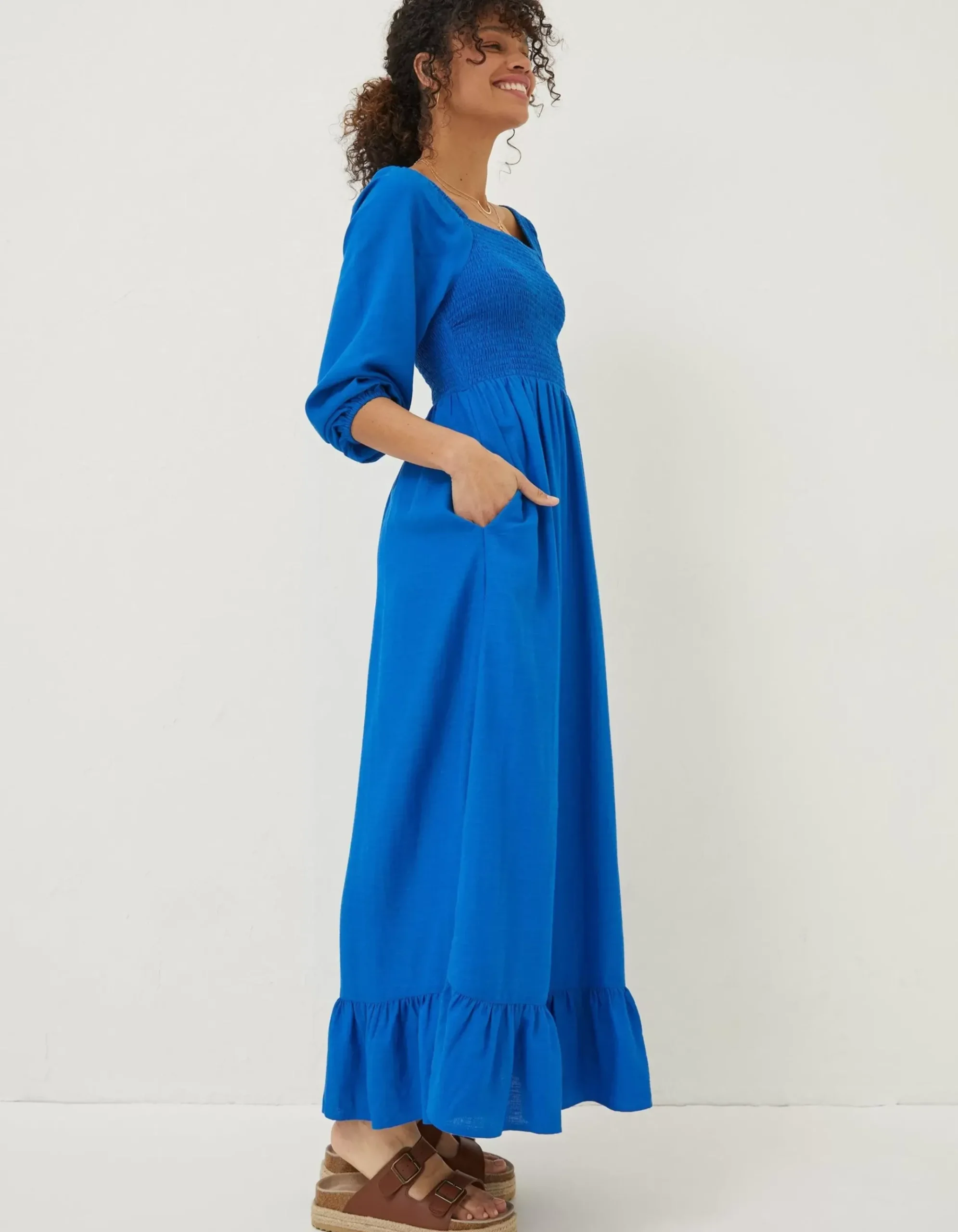 Adele Shirred Midi Dress