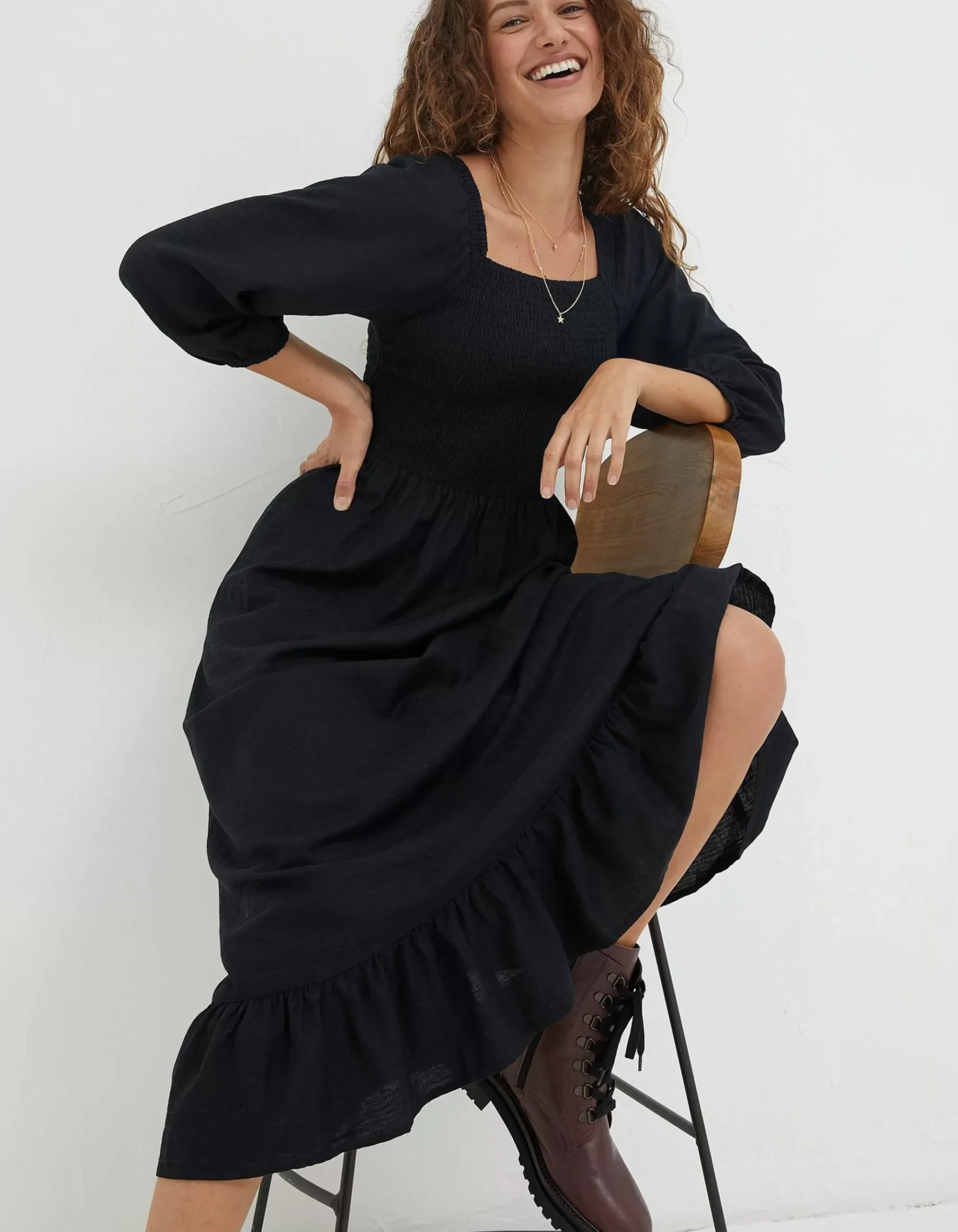 Adele Shirred Midi Dress