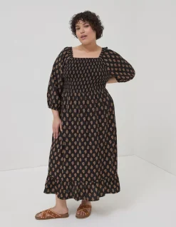 Adele Woodblock Midi Dress