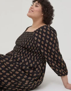 Adele Woodblock Midi Dress