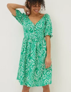 Aideen Linen Blend Leaf Dress