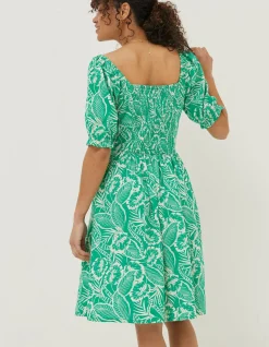 Aideen Linen Blend Leaf Dress