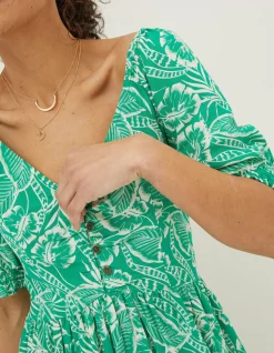 Aideen Linen Blend Leaf Dress