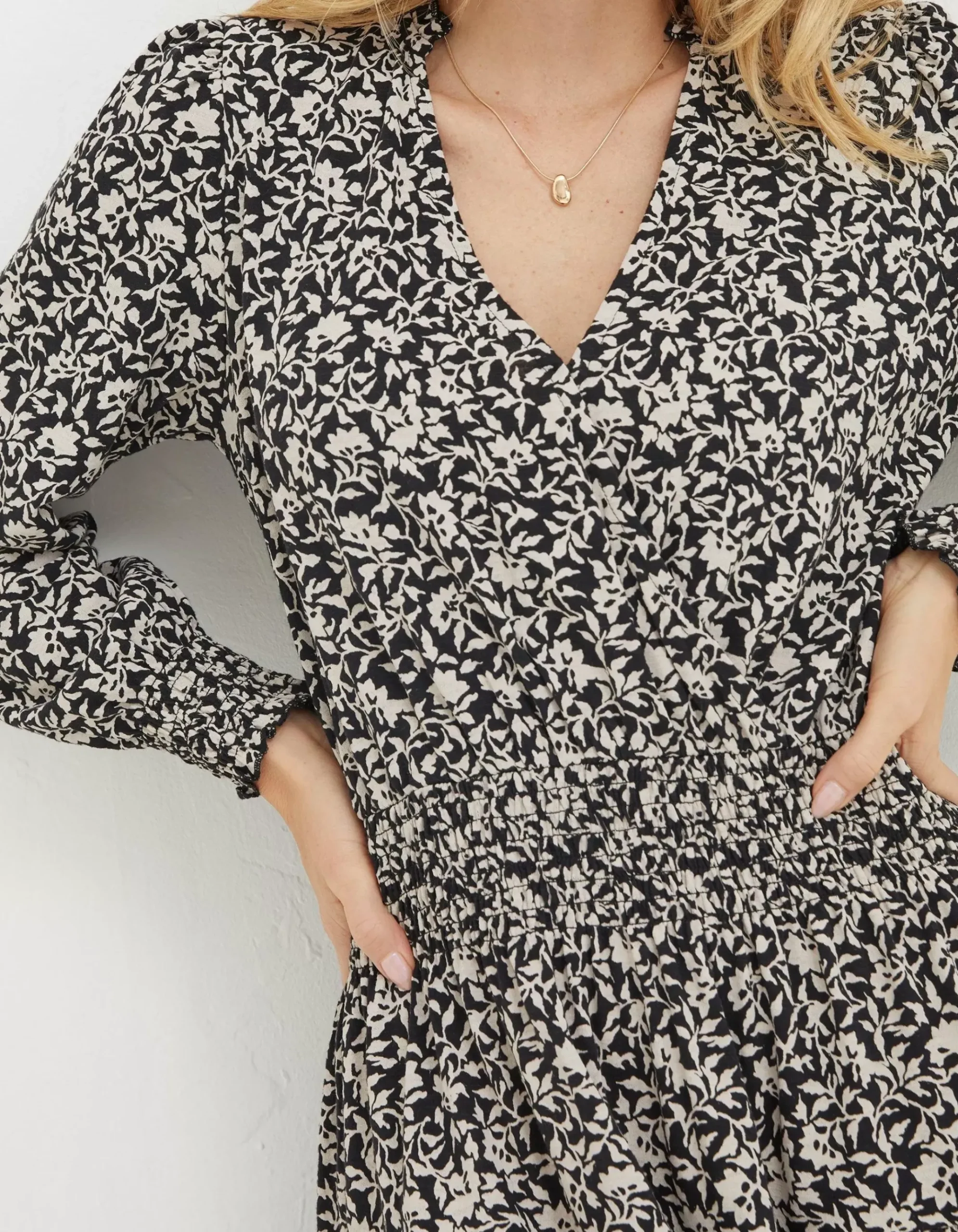 Amba Mono Vines Jersey Dress