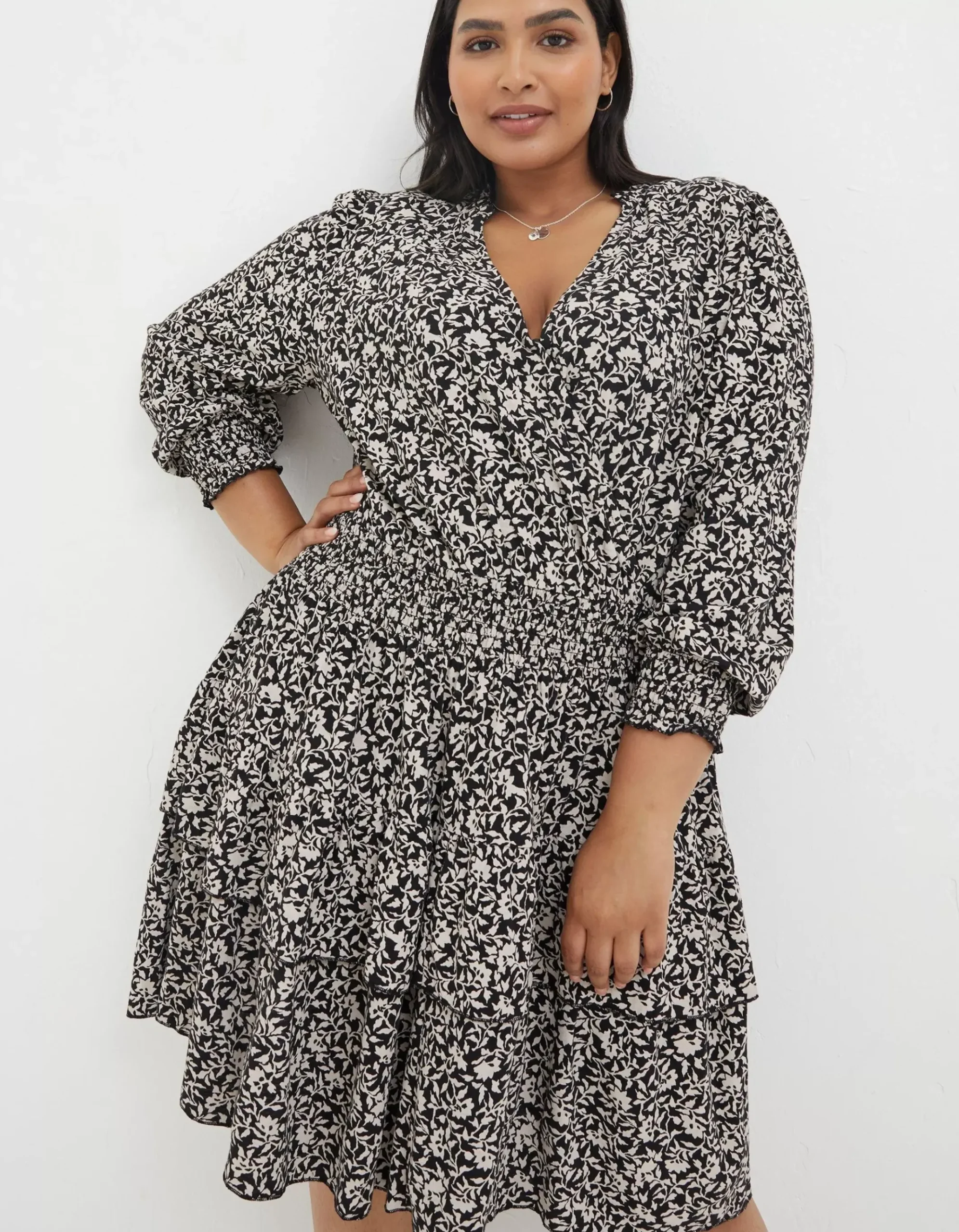 Amba Mono Vines Jersey Dress