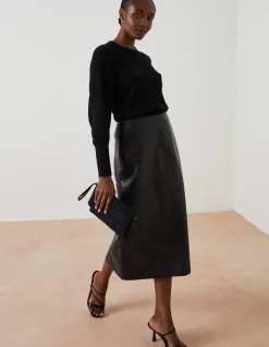 Anya Leather Midi Skirt
