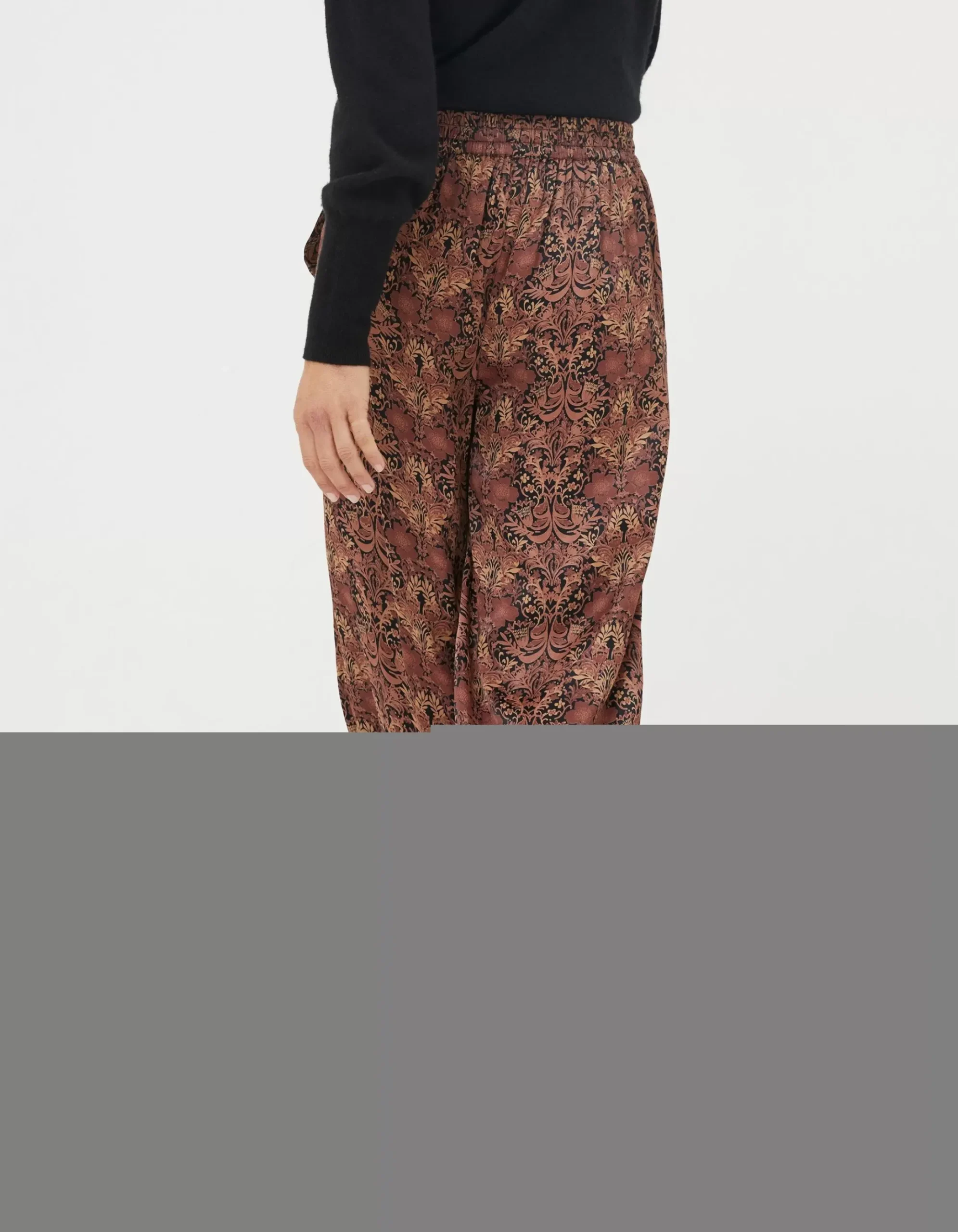 Art Floral Satin Printed Trousers