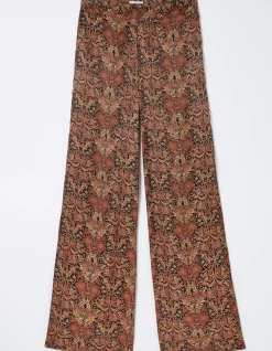 Art Floral Satin Printed Trousers
