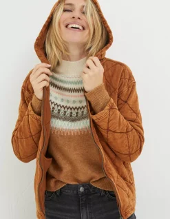 Asher Quilted Zip Through Hoodie