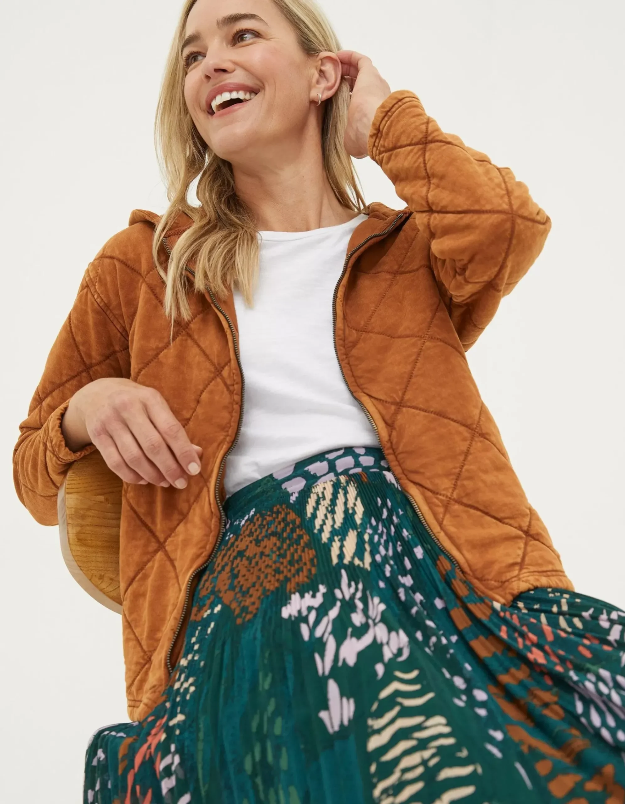 Asher Quilted Zip Through Hoodie