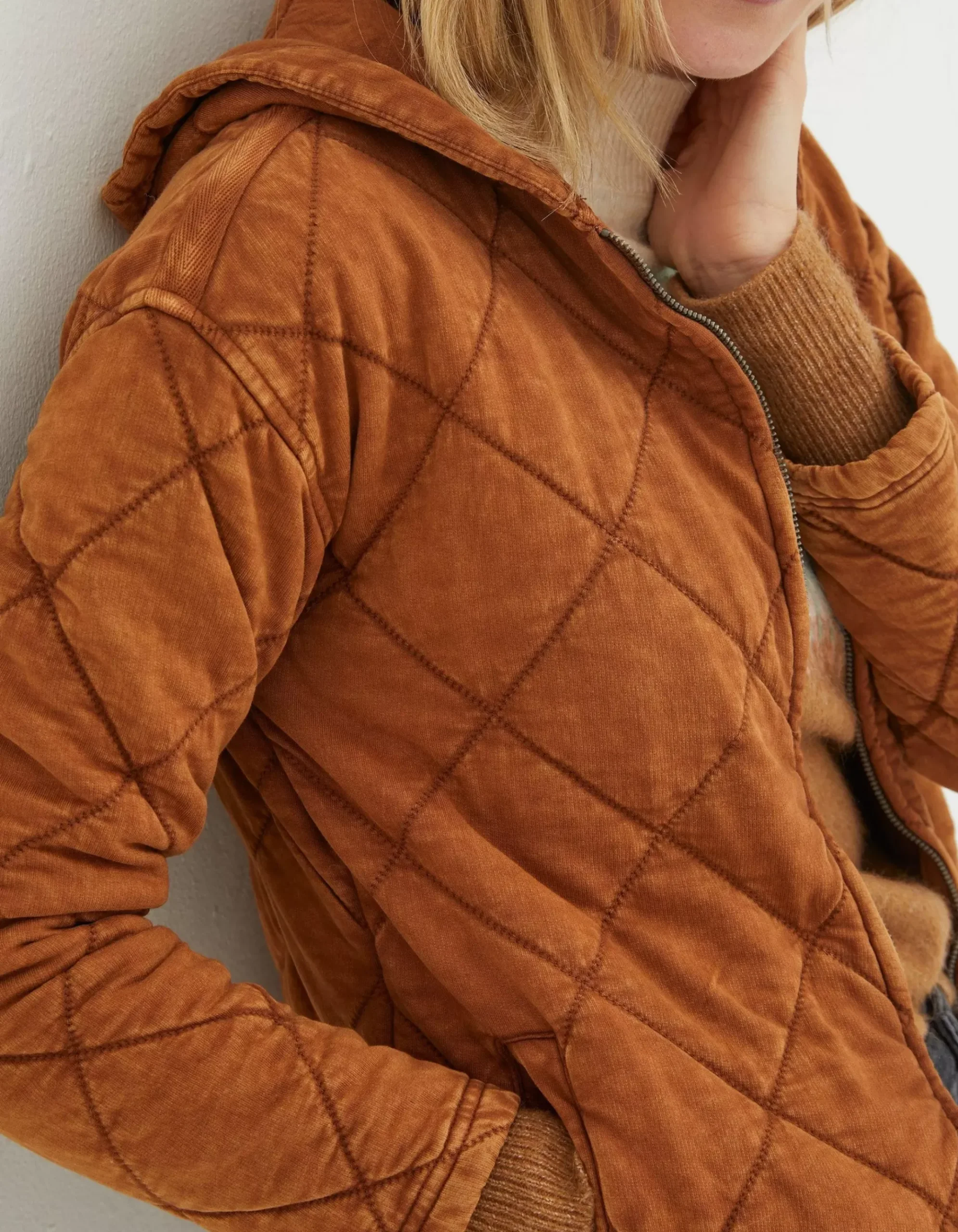 Asher Quilted Zip Through Hoodie
