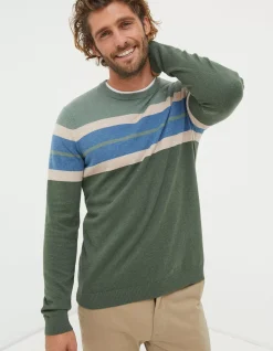 Braunton Chest Stripe Crew Jumper