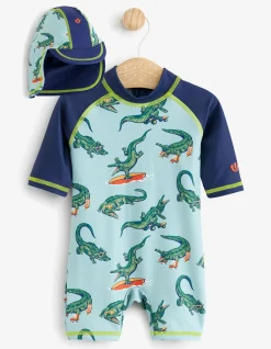 Carter Crocodile Surf Suit And Hat Set