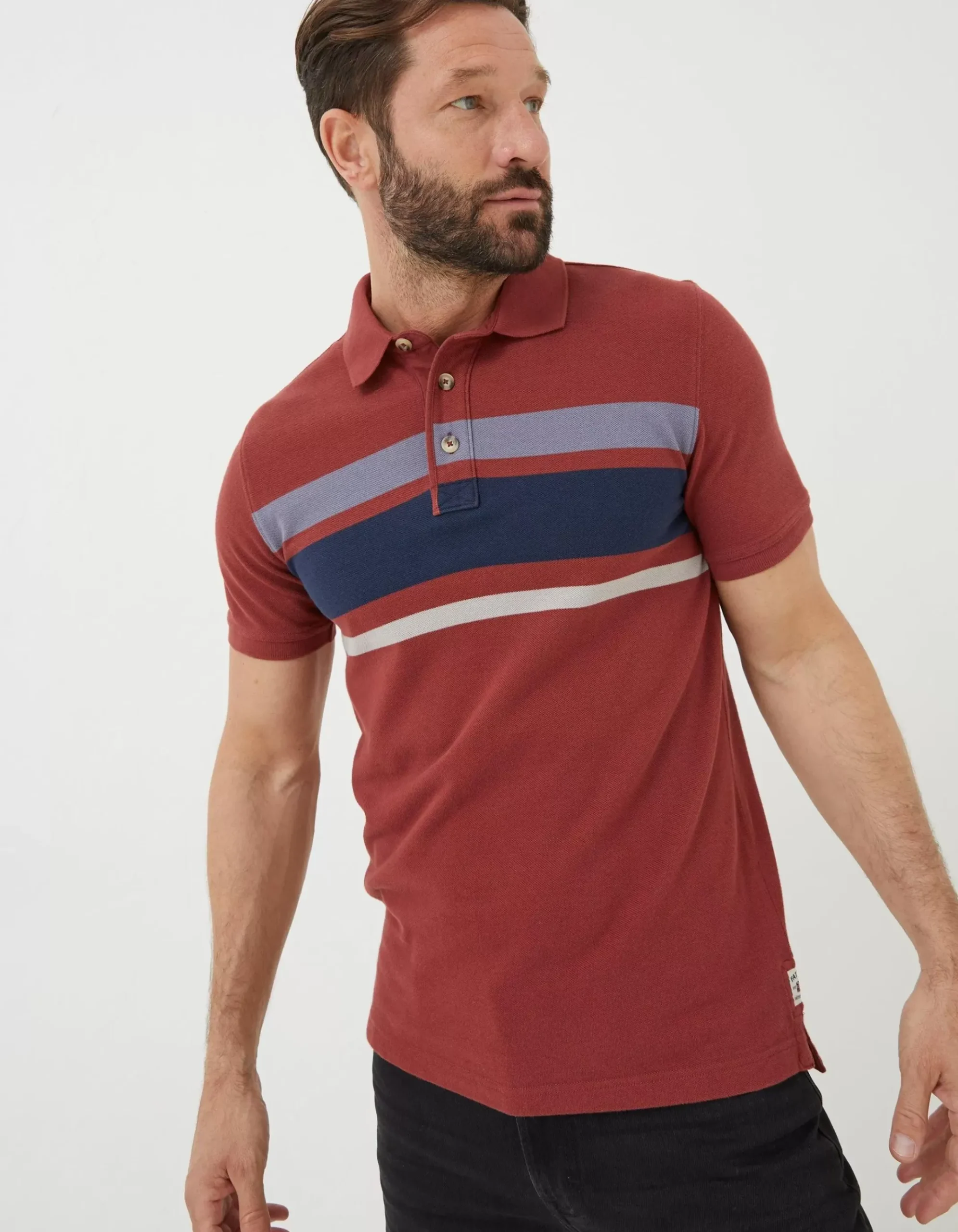 Chest Stripe Pique Polo