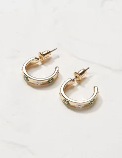 Daisy Enamel Hoop Earrings