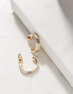 Daisy Enamel Hoop Earrings