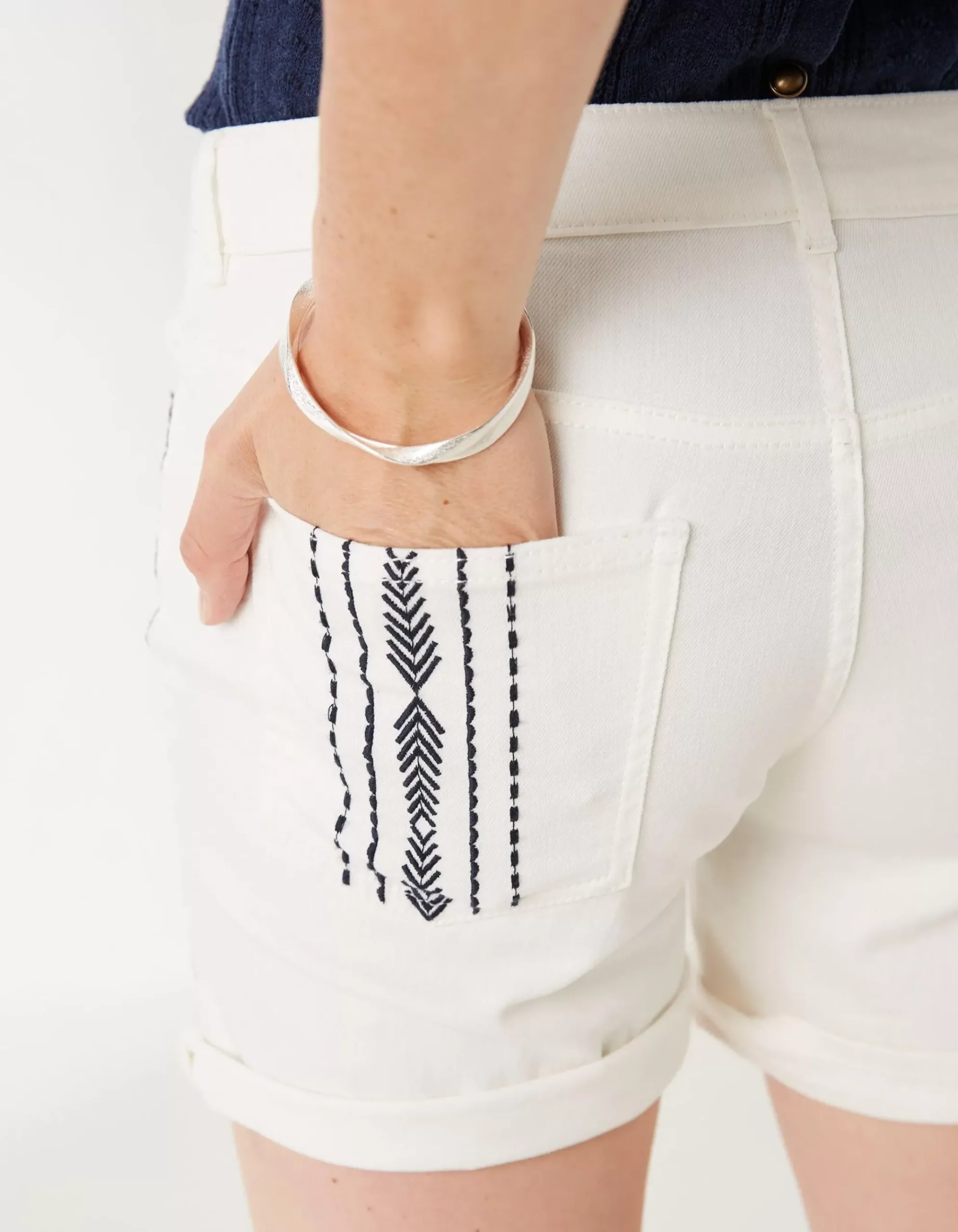 Denim Embroidered Shorts