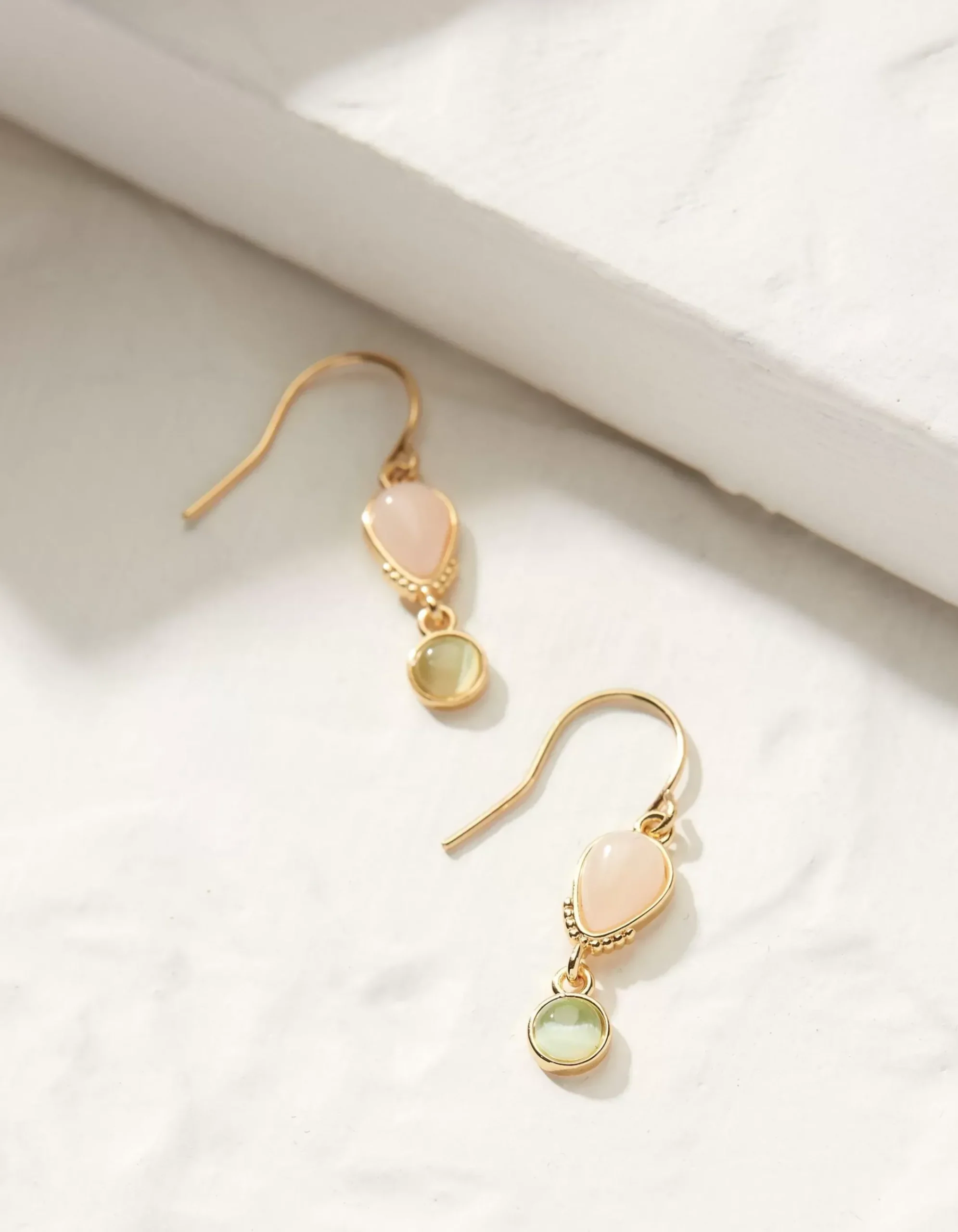 Double Gem Drop Earrings