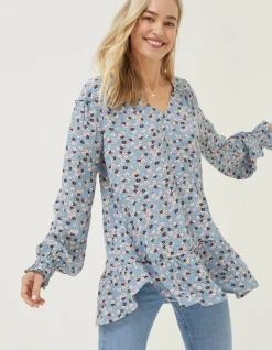 Dylan Tonal Longline Blouse
