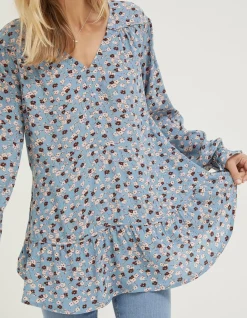 Dylan Tonal Longline Blouse