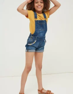 Embroidered Shortie Dungarees