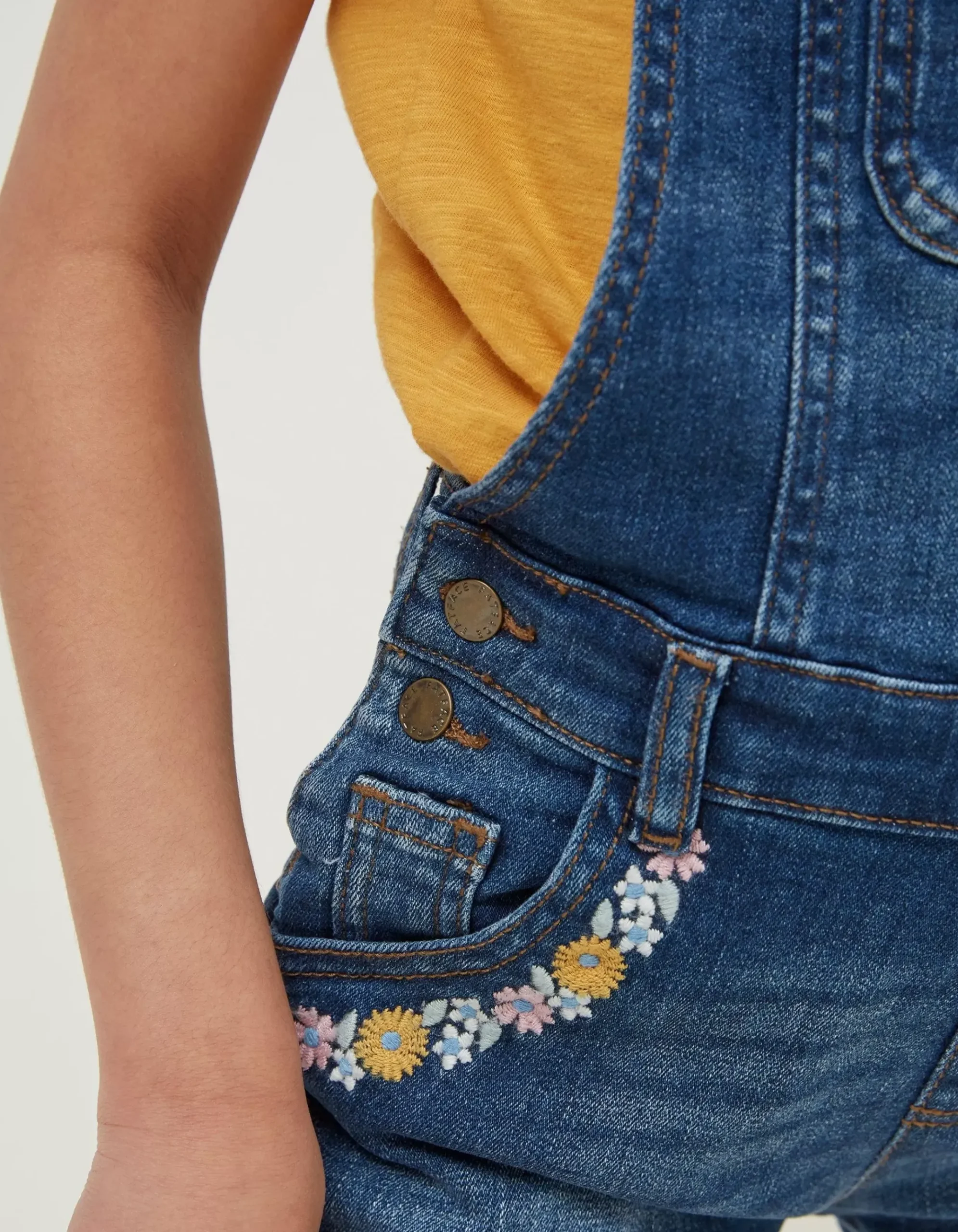 Embroidered Shortie Dungarees
