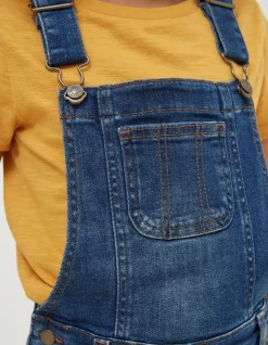 Embroidered Shortie Dungarees