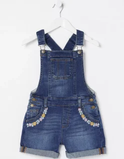 Embroidered Shortie Dungarees