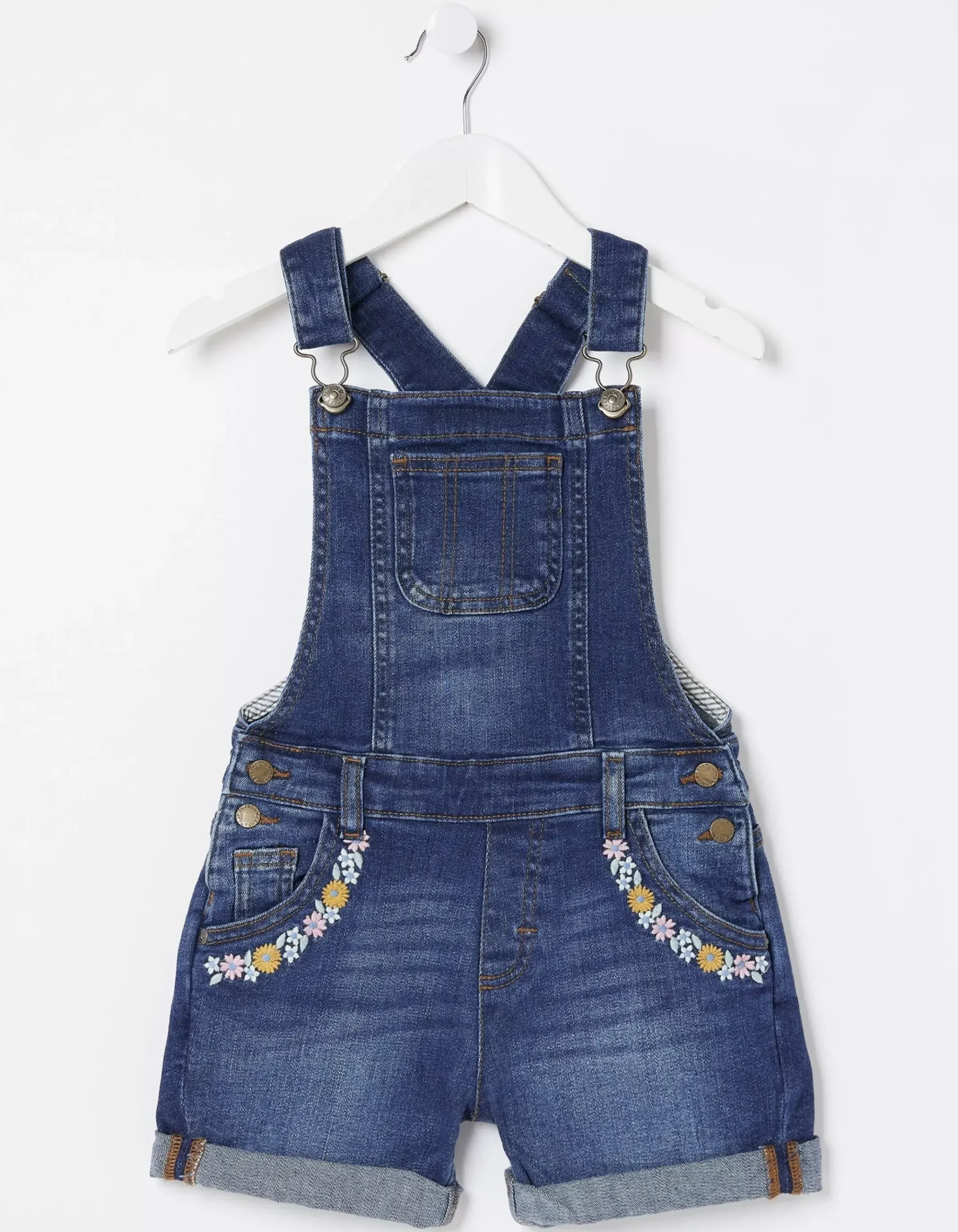 Embroidered Shortie Dungarees