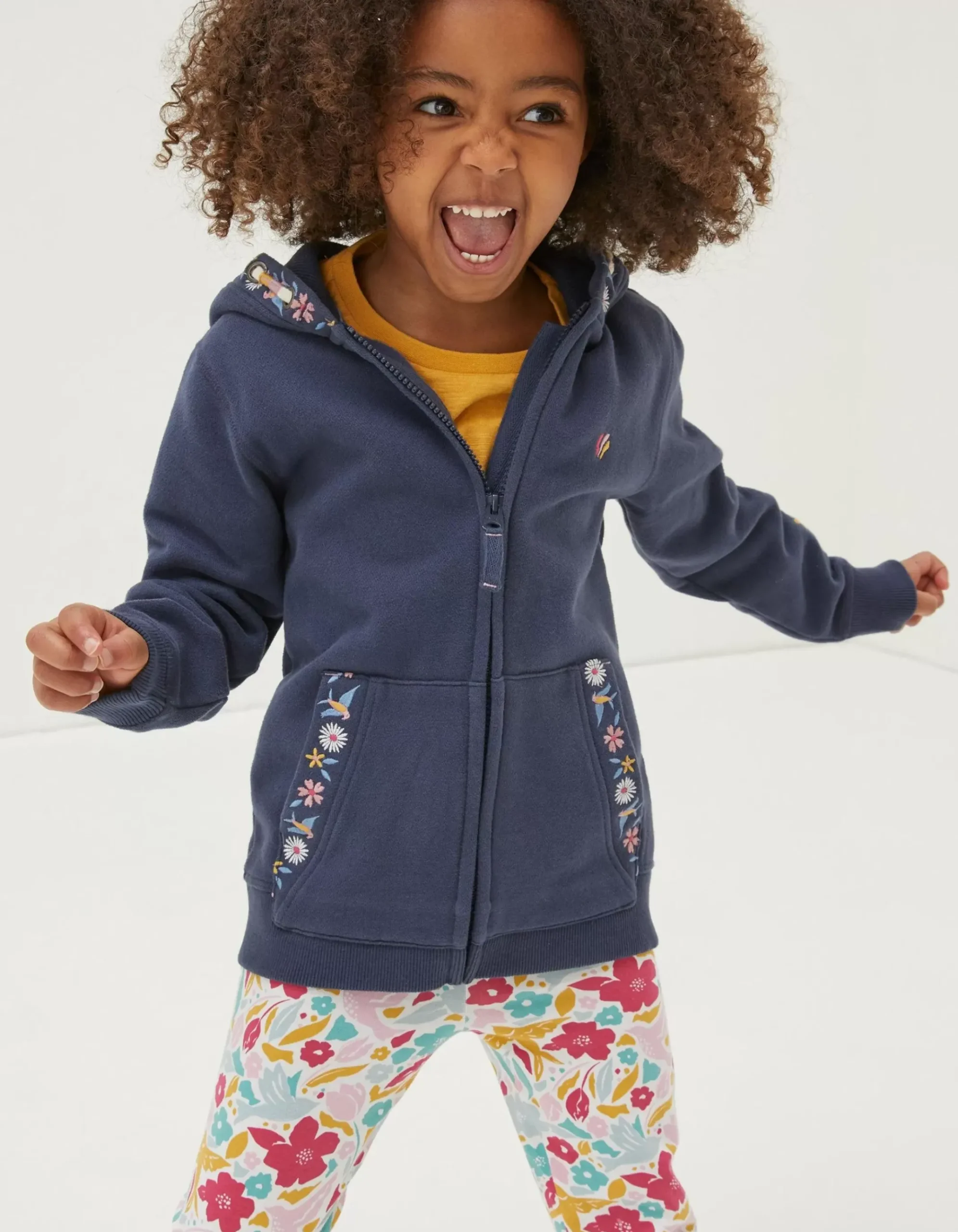 Embroidered Zip Through Hoodie