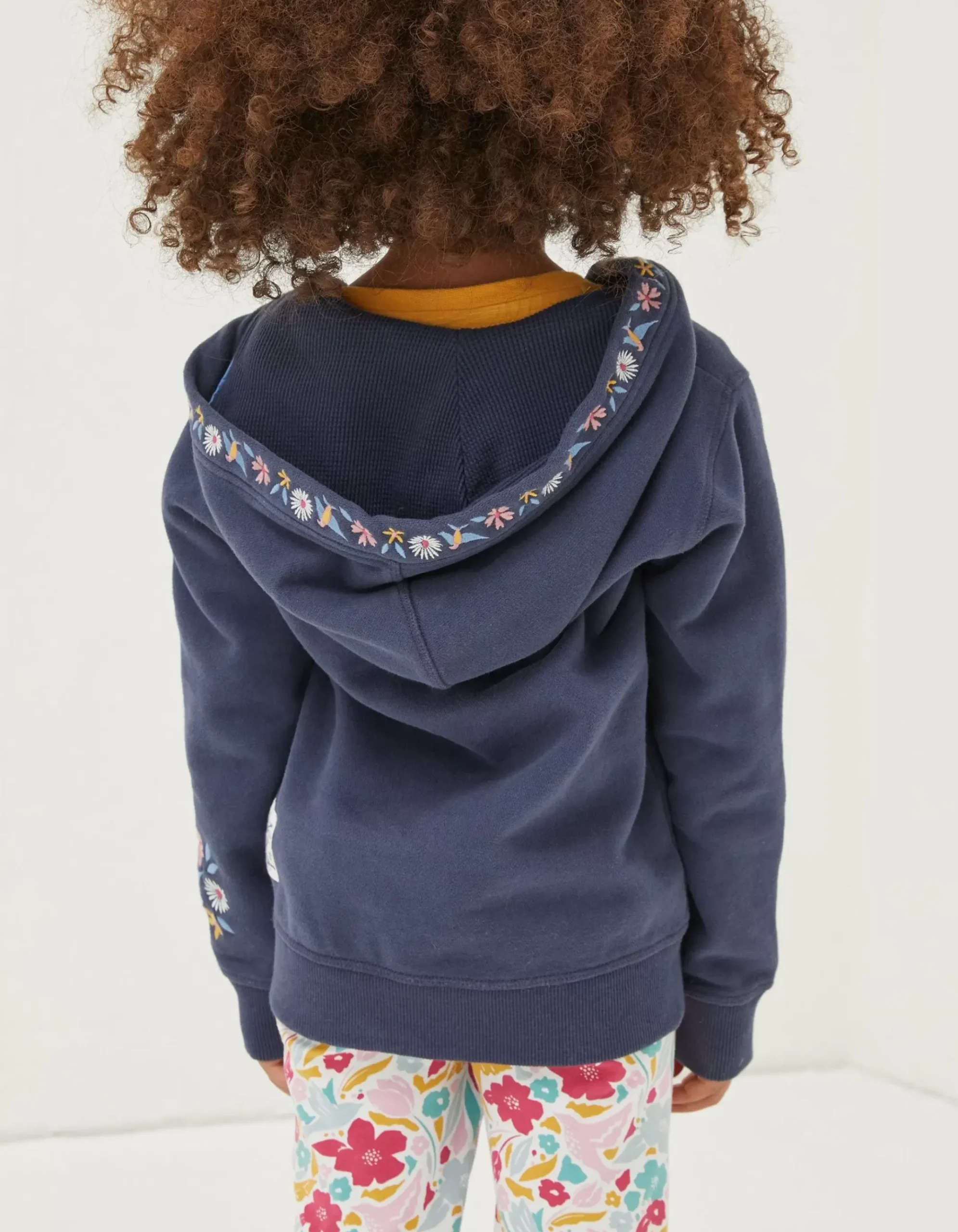 Embroidered Zip Through Hoodie