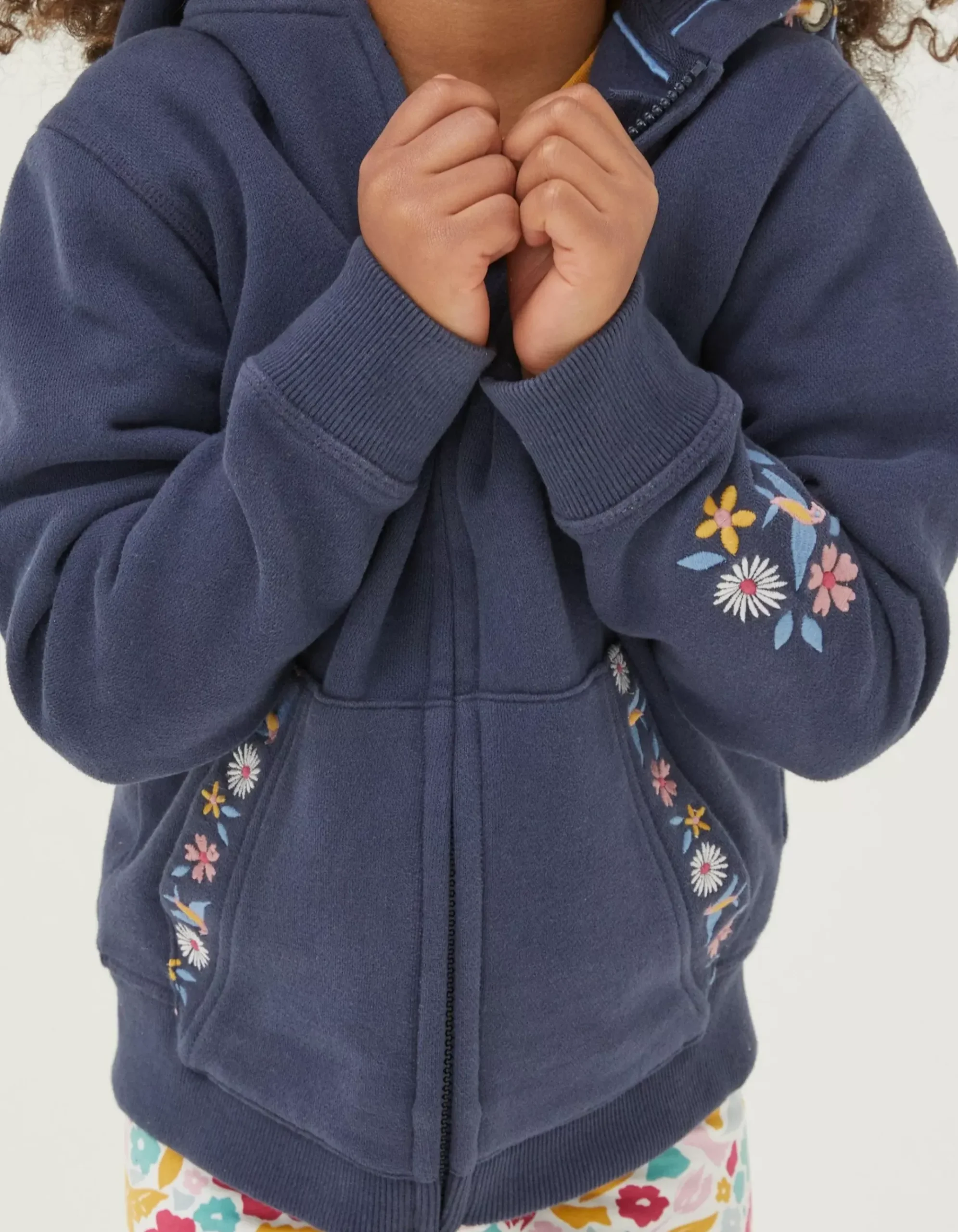 Embroidered Zip Through Hoodie