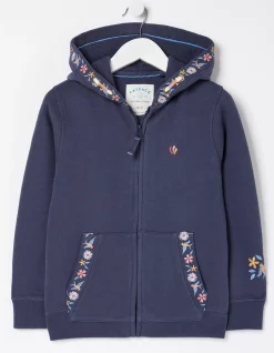 Embroidered Zip Through Hoodie