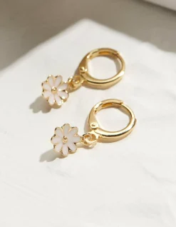 Enamel Flower Drop Earrings