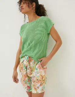 Faye Palm Button Back Top