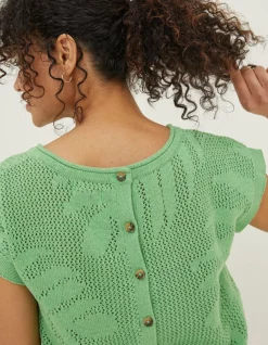 Faye Palm Button Back Top