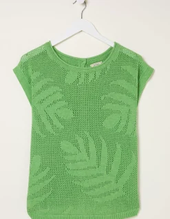 Faye Palm Button Back Top