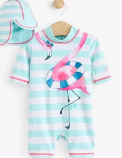 Flamingo Surf Suit And Hat Set
