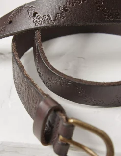 Floral Embossed Leather Belt