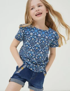 Floral Embroidered Denim Shorts