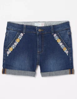 Floral Embroidered Denim Shorts